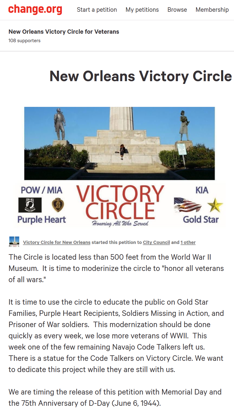 Victory Circle Petition 108